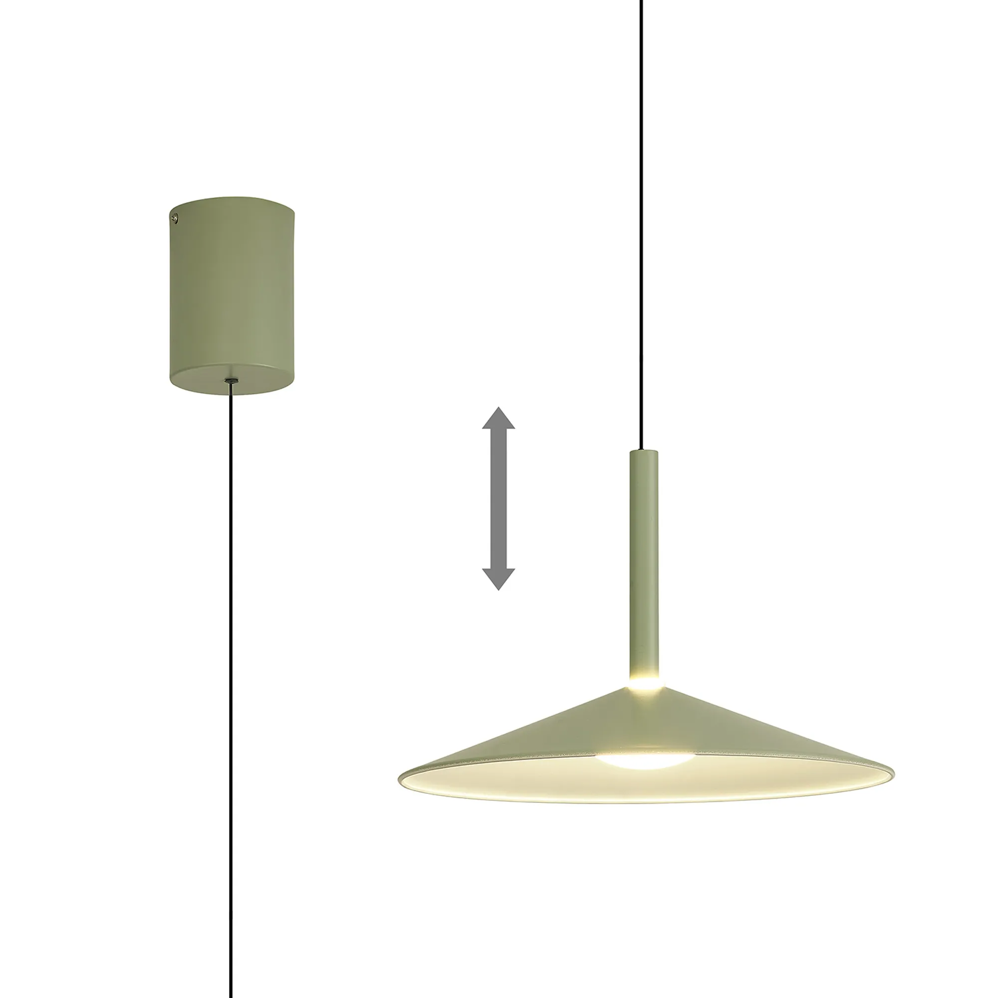 M7899  Calice 32cm Rise And Fall Pendant 9W LED 3000K Green